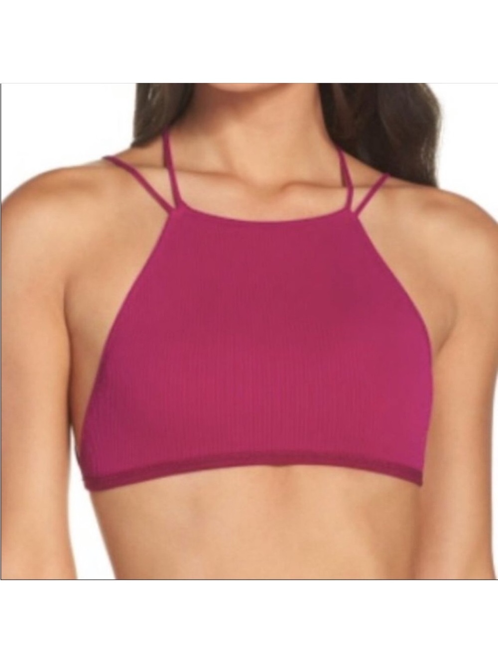 Free People High Neck Strappy Back Bralette in Pink / Purple NWT